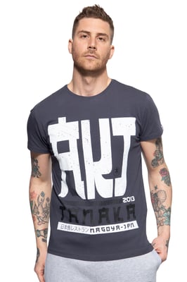 Akito Tanaka Herren T-Shirt mit Frontprint Write anthrazit
