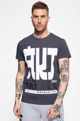Akito Tanaka Herren T-Shirt mit Frontprint Write anthrazit