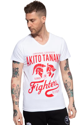 Akito Tanaka Herren T-Shirt mit Frontprint Gladiator Fighters weiß