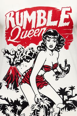 Queen Kerosin Damen QUEEN KEROSIN T-Shirt im Vintage Look Rumble Queen offwhite