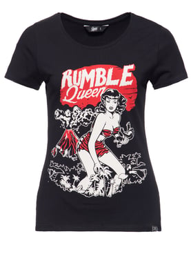 Queen Kerosin Damen QUEEN KEROSIN T-Shirt im Vintage Look Rumble Queen schwarz