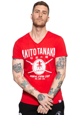Akito Tanaka Herren T-Shirt mit Frontprint Sword Area rot