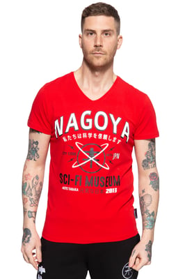 Akito Tanaka Herren T-Shirt mit Frontprint City Code rot