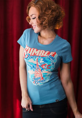 Queen Kerosin Damen T-Shirt Rumble Queen blau