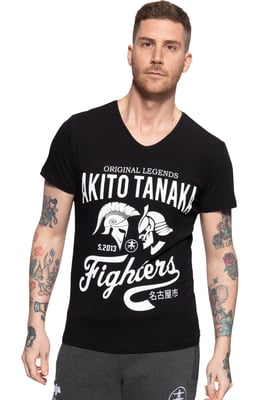 Akito Tanaka Herren T-Shirt mit Frontprint Gladiator Fighters schwarz
