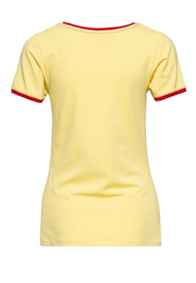 Queen Kerosin Damen Vintage Ringer T-Shirt Super Cutie zartgelb