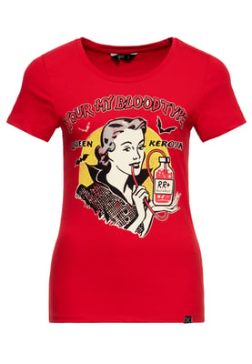 Queen Kerosin Damen Print T-Shirt You're my blood type rot