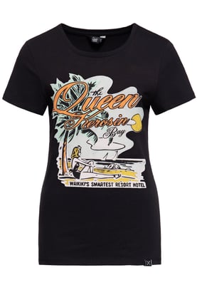 Queen Kerosin Damen Print T-Shirt Queens Bay schwarz