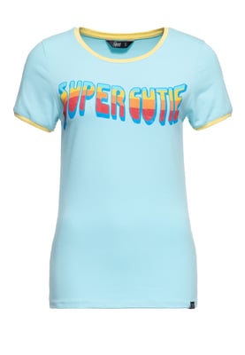 Queen Kerosin Damen Vintage Ringer T-Shirt Super Cutie grün
