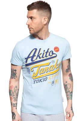 Akito Tanaka Herren T-Shirt mit Frontprint Tokio Beach blau