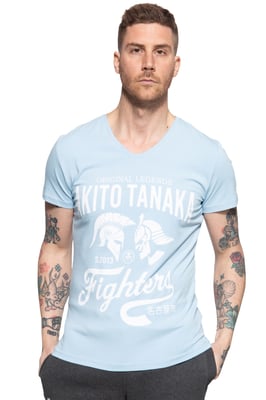 Akito Tanaka Herren T-Shirt mit Frontprint Gladiator Fighters blau