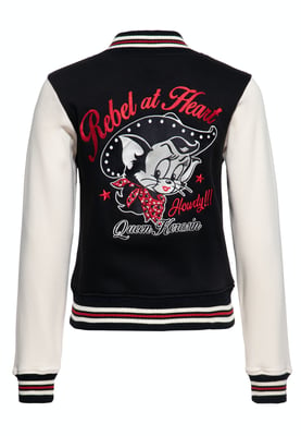 Queen Kerosin Damen College Sweatjacke Rebel at Heart schwarz