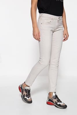 Amor, Truth & Trust Damen ATT JEANS 5-Pocket Jeans mit Lochstickerei am Tascheneingriff Leoni beige