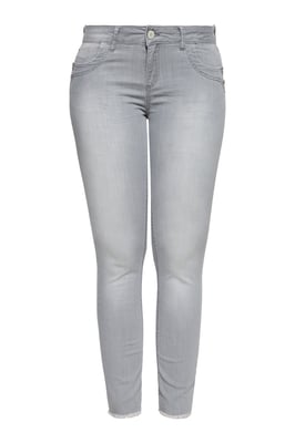 Amor, Truth & Trust Damen ATT JEANS Slim Fit Jeans mit offenen Kanten am Saum Leoni grau