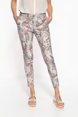 Amor, Truth & Trust Damen ATT JEANS High Waist Slim Fit Jeans mit auffälligem Paisley-Muster Ruby gemustert