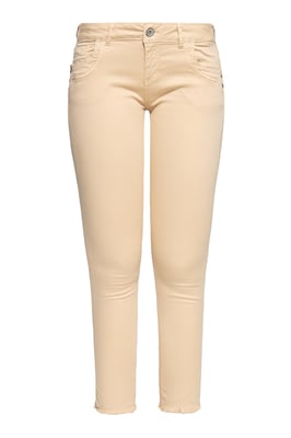 Amor, Truth & Trust Damen ATT JEANS Slim Fit Hose mit offenen Kanten Leoni Sand
