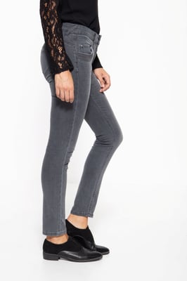 Amor, Truth & Trust Damen ATT JEANS Damen 5-Pocket Jeans mit Strukturstickerei am Tascheneingriff Venus grau