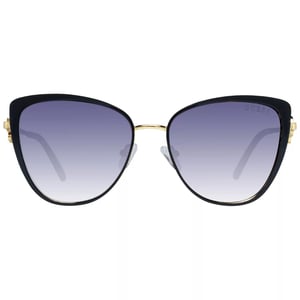 Guess – Sonnenbrille mit glänzendem schwarzen Rahmen und goldenen Beinen