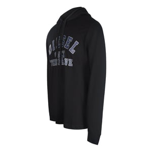 Diesel – Schwarzes T-Shirt mit Kapuze und Logo „Only The Brave“
