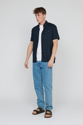 Kurzarmhemd Gerade Passform navy blue