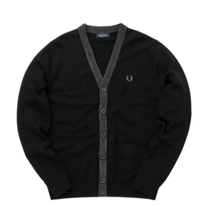 Fred Perry - Schwarze Strickjacke Aus Chenille Mit Knopfleiste