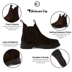 Tamaris Damen Mocca Braun Wildleder Klassische Chelsea Stiefeletten