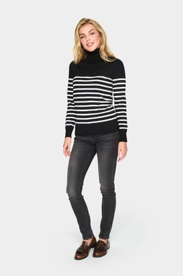 Rollkragen Gerade Passform black white