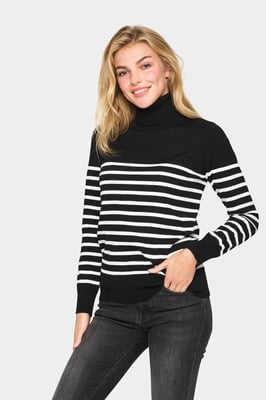 Rollkragen Gerade Passform black white
