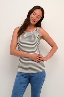 Jerseytop Tight fit Chalk/Black stripe white black