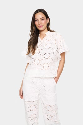 Kurzarm-Bluse Lockere Passform Ice white