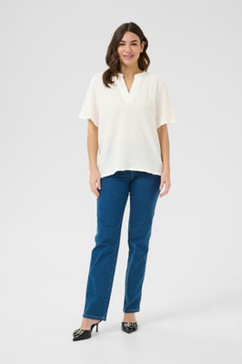 Kurzarm-Bluse Regular fit Chalk white