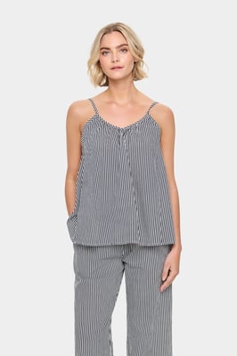 Ärmellose Bluse Lockerer Schnitt Eis Nachthimmel Streifen white navy