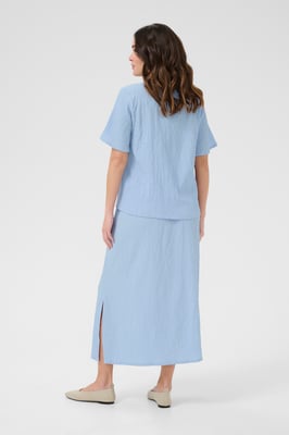 Kurzarm-Bluse Regular fit Soft Chambray light blue