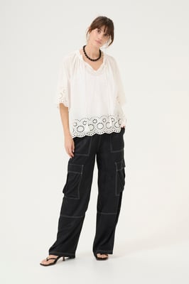 Kurzarm-Bluse Relaxed fit Spring Gardenia white