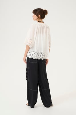 Kurzarm-Bluse Relaxed fit Spring Gardenia white