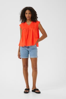 Ärmellose Bluse A-shape Grenadine orange