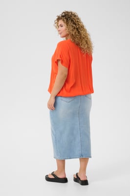 Kurzarm-Bluse Loose fit Grenadine orange