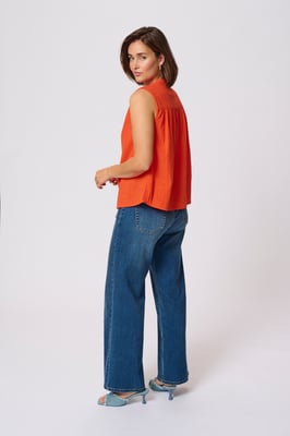 Kurzarm-Bluse Regular fit Grenadine orange