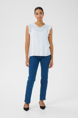 Kurzarm-Bluse Regular fit Chalk white