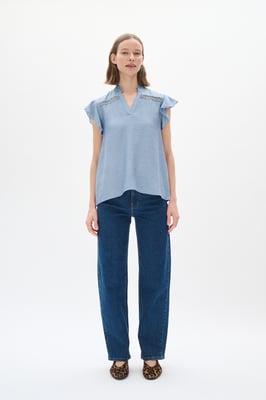 Kurzarm-Bluse Bleached Blue