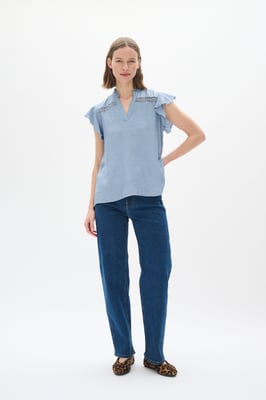 Kurzarm-Bluse Bleached Blue