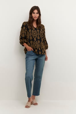 Kurzarm-Bluse Casual fit Blac