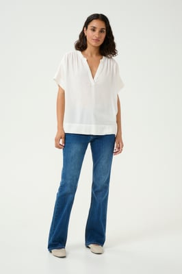 Kurzarm-Bluse Loose fit Chalk white
