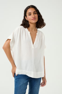 Kurzarm-Bluse Loose fit Chalk white