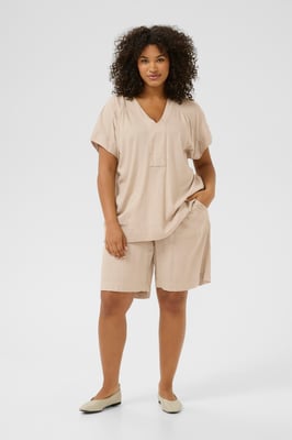 Kurzarm-Bluse Loose fit Feather Gray beige