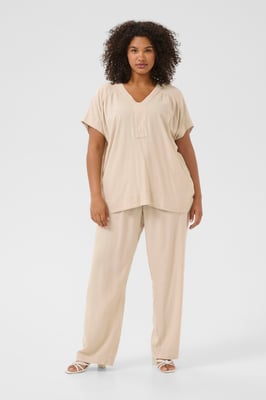 Kurzarm-Bluse Loose fit Feather Gray beige