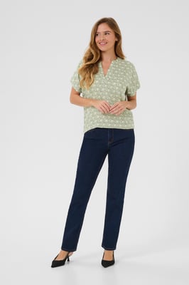 Kurzarm-Bluse Regular fit Oli Green / Chalk Print green