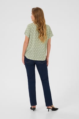 Kurzarm-Bluse Regular fit Oli Green / Chalk Print green
