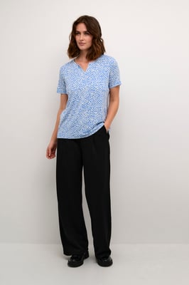 Kurzarm-Bluse Regular fit Ultramatine/Feather Gray Dot blue white