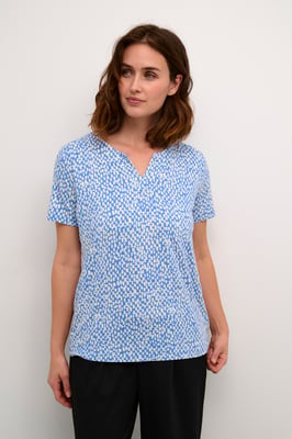 Kurzarm-Bluse Regular fit Ultramatine/Feather Gray Dot blue white